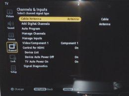 selecting antenna input on tv